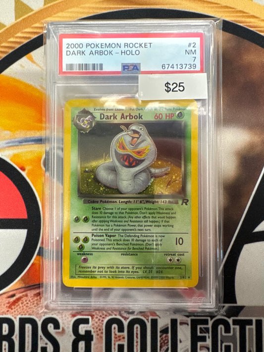 2000 Pokémon Team Rocket Dark Arbok 2/82 Holo PSA 7