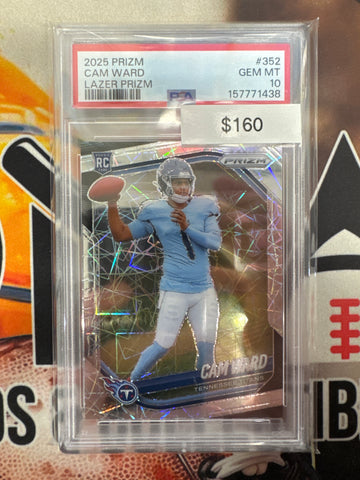 2025 Panini Prizm NFL Cam Ward Rookie Lazer Prizm PSA 10