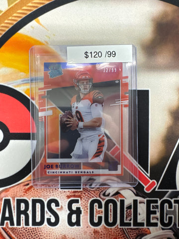 2020 Panini Donruss Clearly NFL Joe Burrow Rated Rookie Blue /99