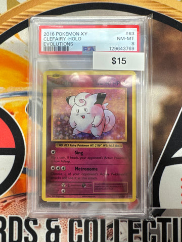 2016 Pokémon XY Clefairy Holo Evolutions 63/108 PSA 8