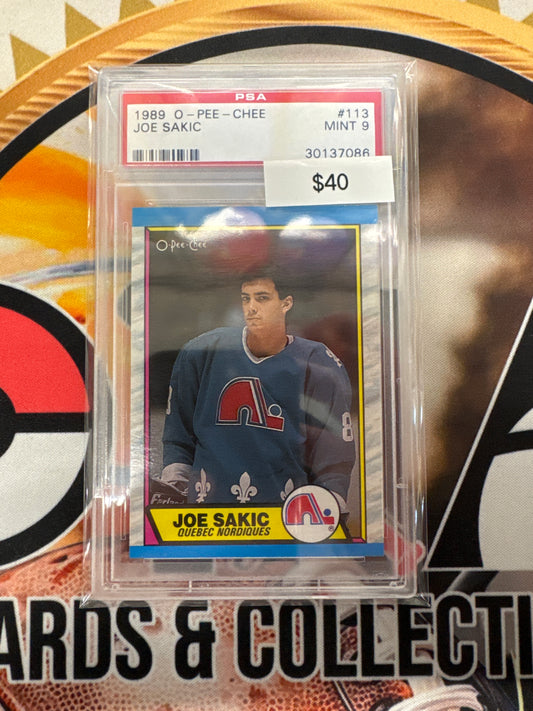 1989 O-Pee-Chee NHL Joe Sakic PSA 9