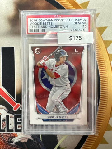 2014 Bowman Prospects MLB Mookie Betts 1st Bowman State & Hometown PSA 10