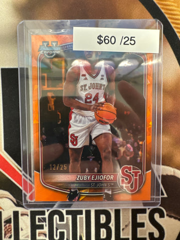 2025 Topps Bowman Sapphire Basketball Zuby Ejiofor 1st Bowman Orange Refractor /25