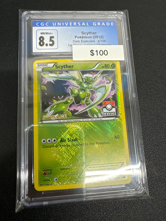 Pokemon Scyther Pokemon League 1st Place CGC 8.5