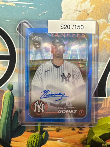 2024 Topps Chrome MLB Yoendrys Gomez Rookie Blue Raywave Autograph /150