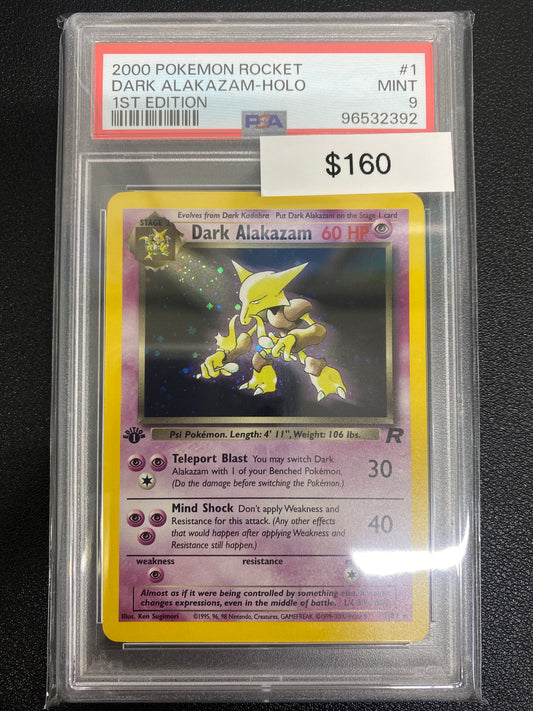 Pokémon 1st Edition Team Rocket Dark Alakazam Holo PSA 9