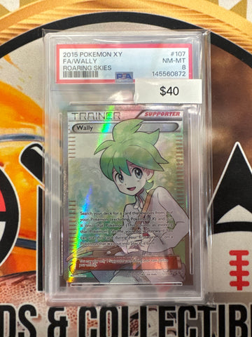 2015 Pokemon XY Full Art Wally 107/108 Roaring Skies PSA 8