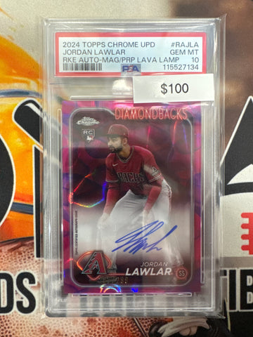 2024 Topps Chrome Update MLB Jordan Lawler Rookie Autograph Magenta/Purple Lava Lamp Refractor /250 PSA 10