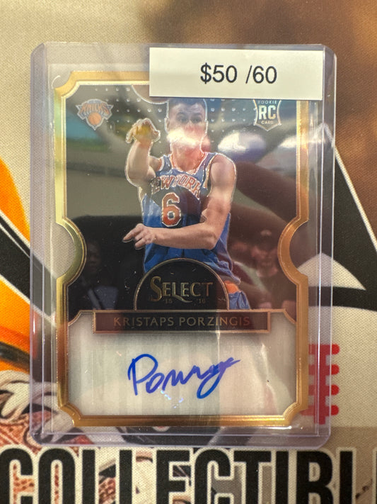 2015-16 Panini Select NBA Kristaps Porzingis Rookie Die-Cut Autograph /60