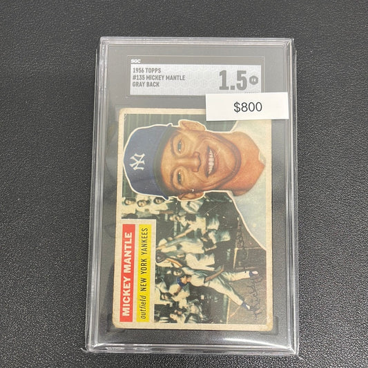 1956 MLB Topps Mickey Mantle Gray Back SGC 1.5