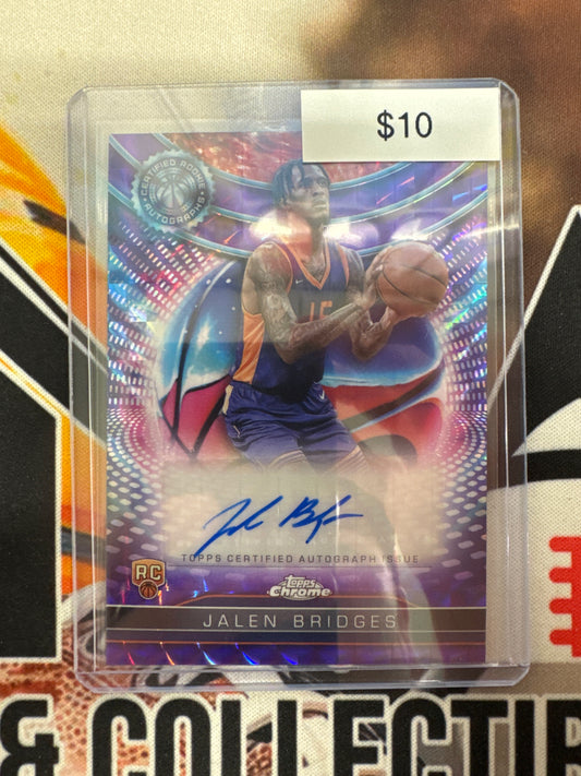 2024-25 Topps Chrome Basketball Jalen Bridges Certified Rookie Autograph Purple Geometric Refractor