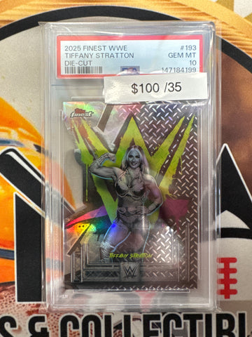 2025 Topps Finest WWE Tiffany Stratton Die-Cut /35 PSA 10