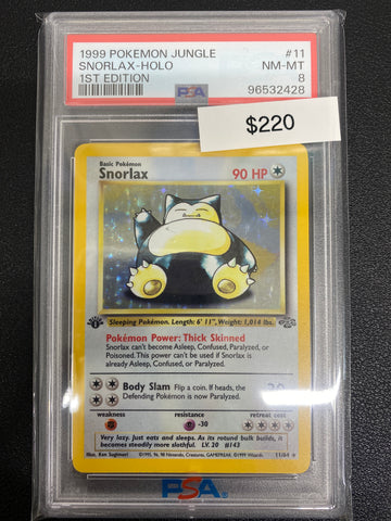 Pokémon 1st Edition Jungle Snorlax Holo PSA 8