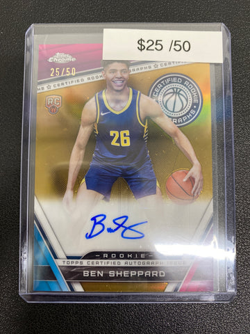 2023-24 Topps Chrome Ben Sheppard Gold Certified Rookie Auto /50