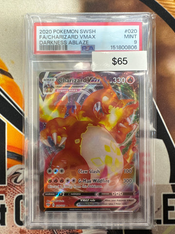 2020 Pokémon SWSH Full Art Charizard Vmax 020/189 Darkness Ablaze PSA 9