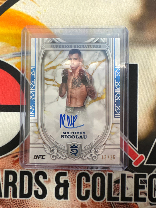 2024 Topps Royalty UFC Matheus Nicolau Superior Signatures Blue Refractor /25