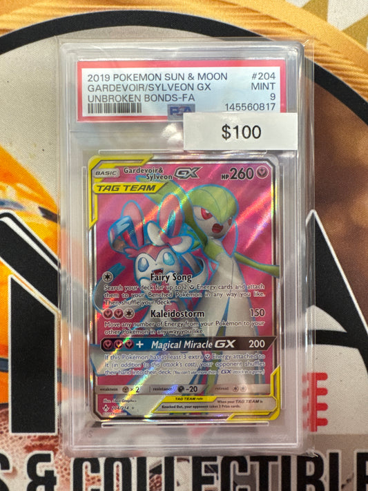 Pokemon Gardevoir & Sylveon GX 204/214 Unbroken Bonds PSA 9