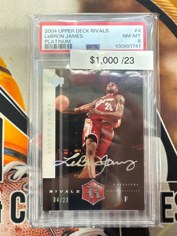 2004 Upper Deck Rivals Basketball LeBron James Platinum /23 PSA 8