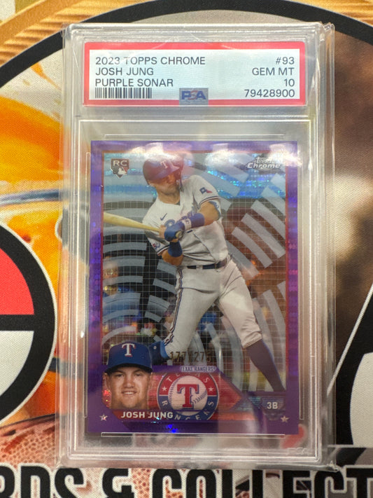 2023 Topps Chrome MLB Josh Jung Rookie Purple Sonar /275 PSA 10