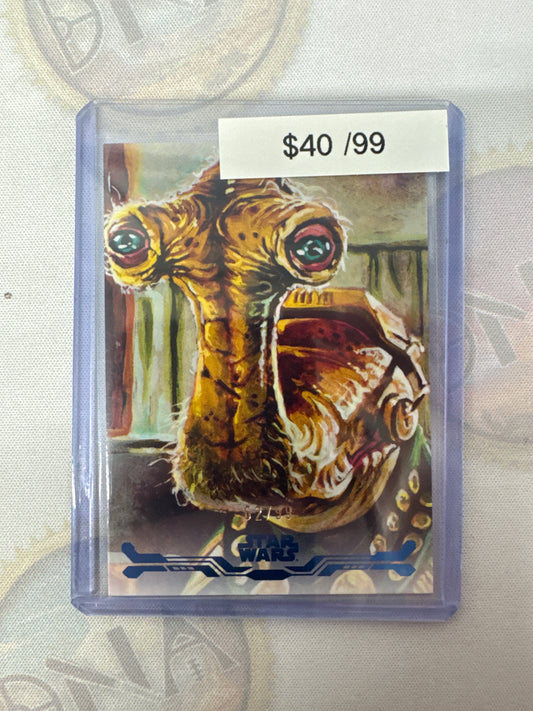Topps Star Wars Stellar Signatures Mayor Mok Shaiz By: Jonathan Beistline Stellar Art Card Blue /99