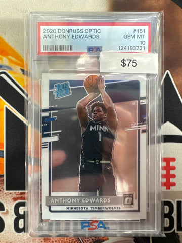 2020 Panini Donruss Optic NBA Anthony Edwards Rated Rookie PSA 10