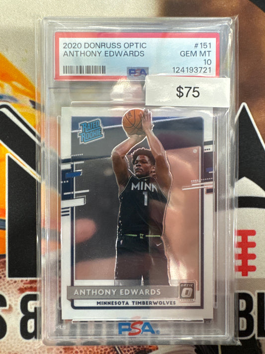 2020 Panini Donruss Optic NBA Anthony Edwards Rated Rookie PSA 10