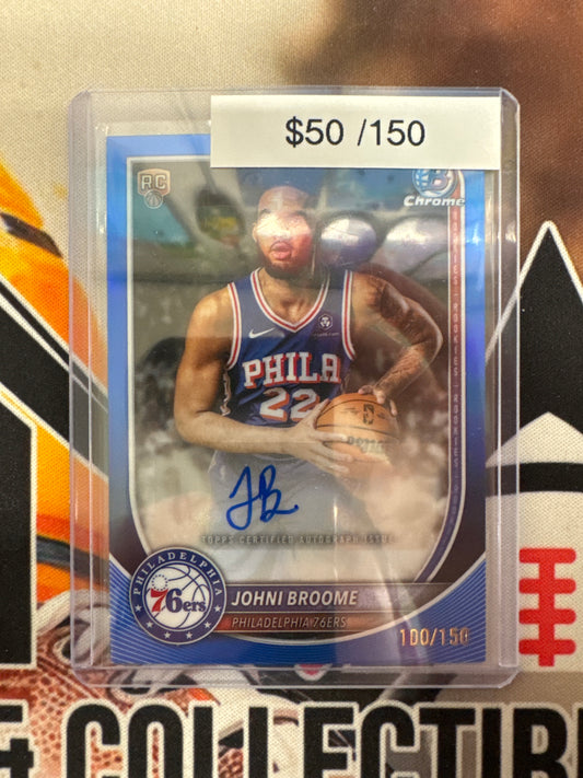 2025-26 Bowman Basketball NBA Johni Broome Rookie Autograph Blue Refractor /150