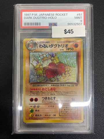 Pokémon Japanese Team Rocket Dark Dugtrio Holo PSA 9