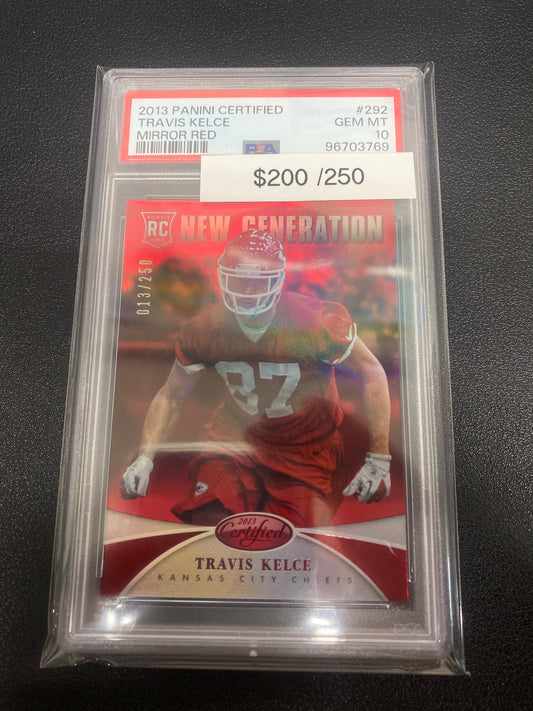 2023 Panini Certified Travis Kelce Rookie Mirror Red New Generation /250 PSA 10