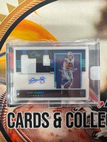 2021 Panini One NFL Simi Fehoko Rookie Patch Autograph Aqua /35