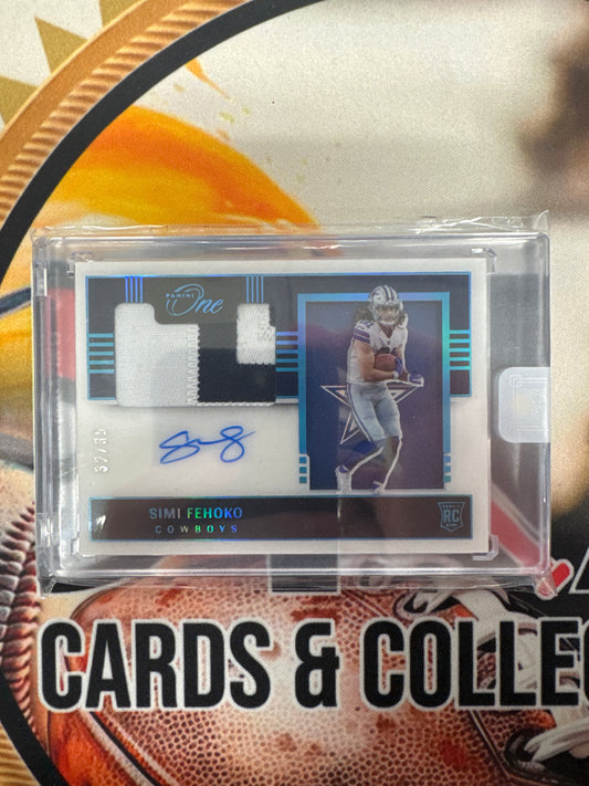 2021 Panini One NFL Simi Fehoko Rookie Patch Autograph Aqua /35