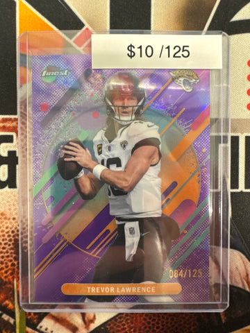 2025 Topps Finest NFL Trevor Lawrence Rare Purple Refractor /150