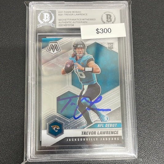 2021 NFL Trevor Lawrence Mosaic Beckett Authentic Auto Rookie BGS