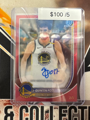 2025 Topps Bowman Basketball Quinten Post Red Wave Refractor Autograph /5