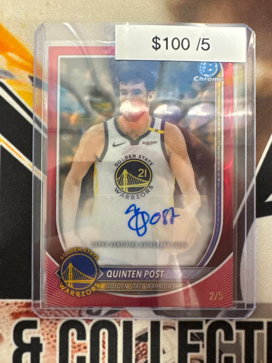 2025 Topps Bowman Basketball Quinten Post Red Wave Refractor Autograph /5