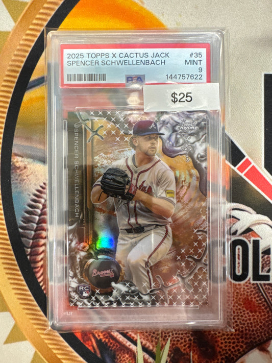 2025 Topps Chrome X Cactus Jack MLB Spencer Schwellenbach Rookie PSA 9