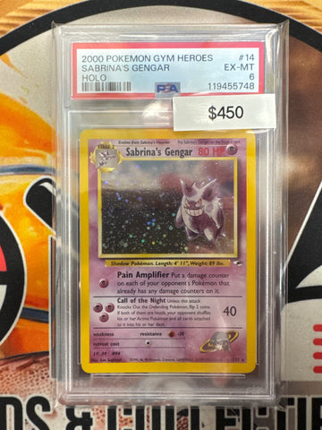 2000 Pokemon Gym Heroes Sabrina’s Gengar Holo 14/132 PSA 6