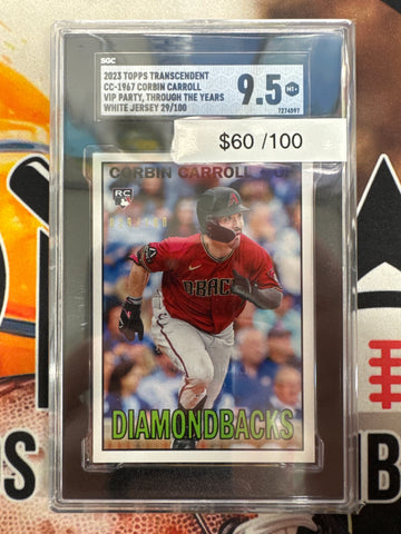 2023 Topps Transcendent MLB Corbin Carroll CC-1967 VIP Party, Through The Years /100 SGC 9.5
