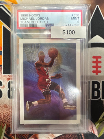 1990 NBA Hoops Michael Jordan Team Checklist PSA 9