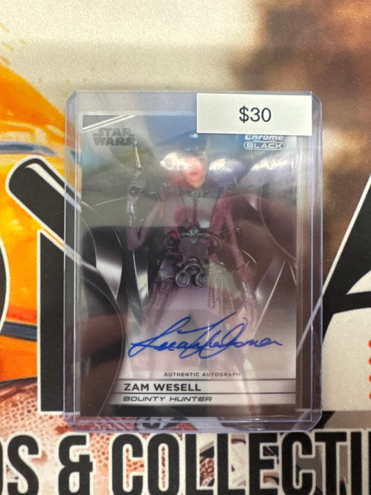 Topps Chrome Black Star Wars Leanna Walsman As Zam Wesell Autograph