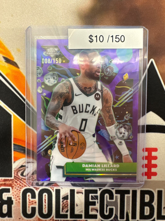 2026 Topps Chrome Cosmic NBA Damian Lillard Purple Raywave Refractor /150
