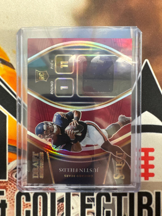2021 Panini Select NFL Justin Fields Rookie Draft Selections Relic Red Prizm