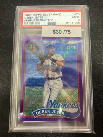 2024 Topps Silver Pack Derek Jeter Purple Refractor /75 PSA 9