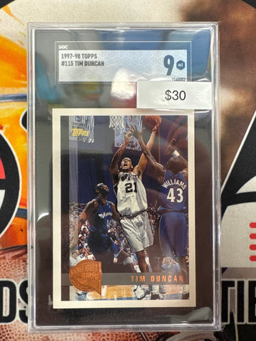 1997-98 Topps Chrome NBA Tim Duncan Rookie SGC 9