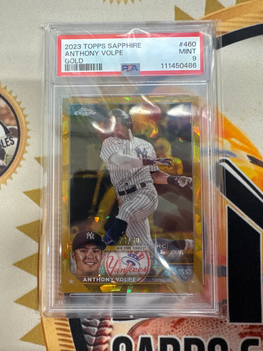 2023 Topps Chrome Sapphire Anthony Volpe Rookie Gold Refractor /50 PSA 9