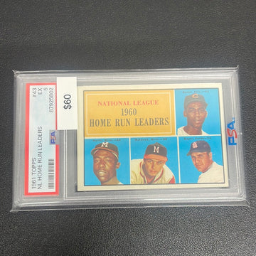 1961 MLB Topps National League Home Run Leaders Banks Aaron Mathews Boyer PSA 5