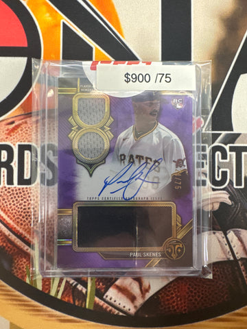 2024 Topps Triple Threads MLB Paul Skenes Rookie Player Worn Patch Autograph Purple /75