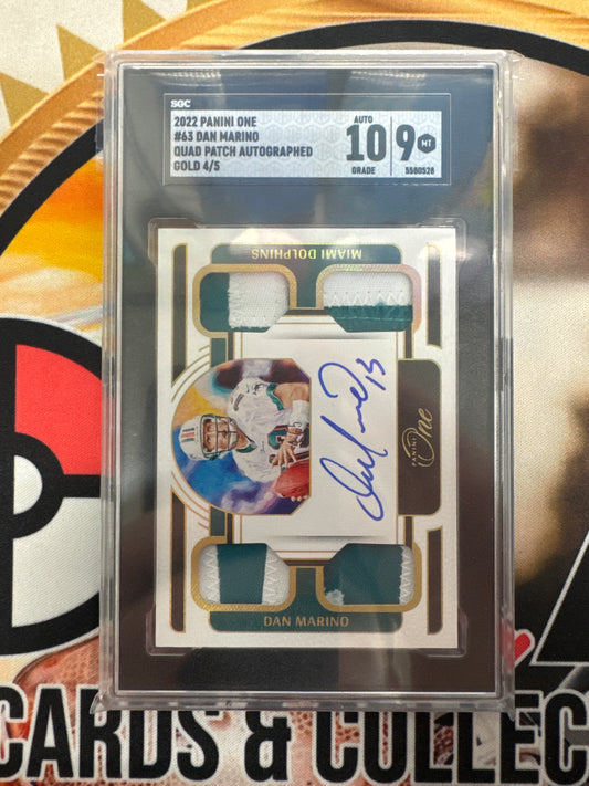 2022 Panini One NFL Dan Marino Quad Patch Autograph Gold /5 SGC 9 Auto 10