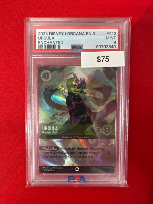 2024 Disney Lorcana En 3 Ursula Enchanted 212/204 PSA 9