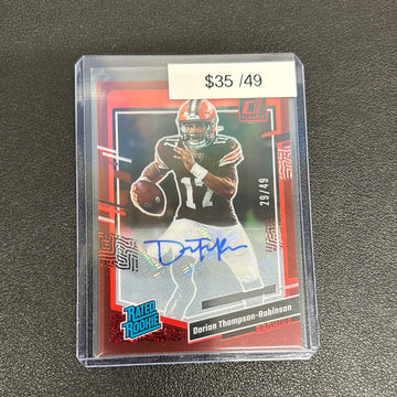 2023 NFL Clearly Donruss Dorian Thompson-Robinson Red Rated Rookie Auto /49